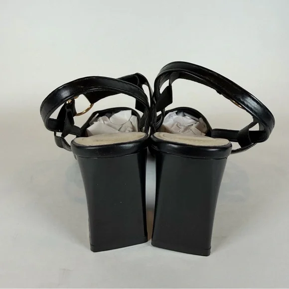 Black Pointed Toe Slingback Pumps High Block Heel | US Size 5.5 / 6 - Picture 9 of 13